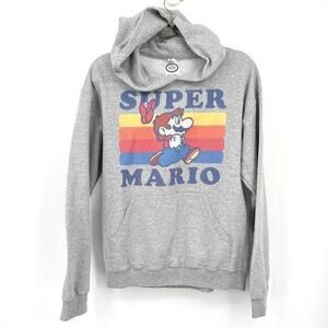 Super Mario Nintendo Retro Run Rainbow Pull Over Hoodie Size Medium‎ Gamer